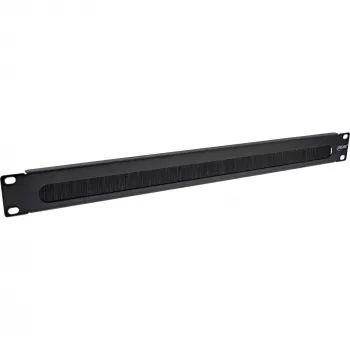 InLine 19 inch kabeldoorvoerplaat met borstel, 1HE, RAL 9005 zwart