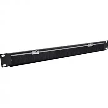 InLine 19 inch kabeldoorvoerplaat met borstel, 1HE, RAL 9005 zwart