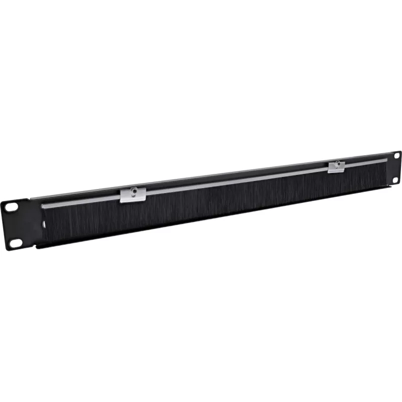 InLine 19 inch kabeldoorvoerplaat met borstel, 1HE, RAL 9005 zwart