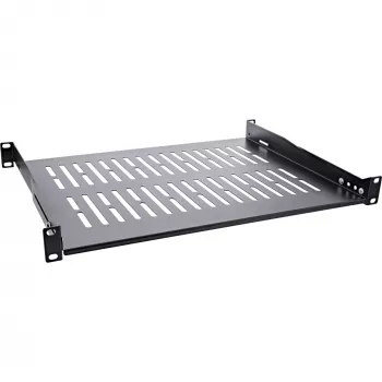 InLine 19 inch legbord, 350 mm, 50 kg, 1U, RAL 9005 zwart