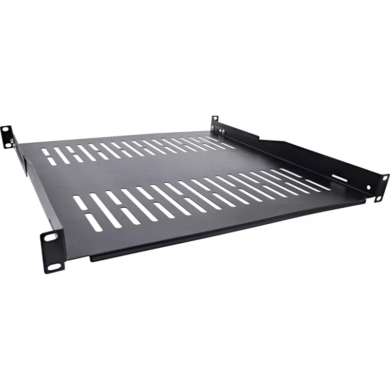 InLine 19 inch legbord, 450 mm, 50 kg, 1HE, RAL 9005 zwart