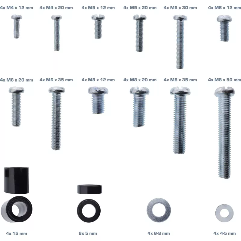 InLine schroevenset 68-delig voor tv-wandbeugel, montageset, wand, zink, 68 st., 100 mm, 150 mm