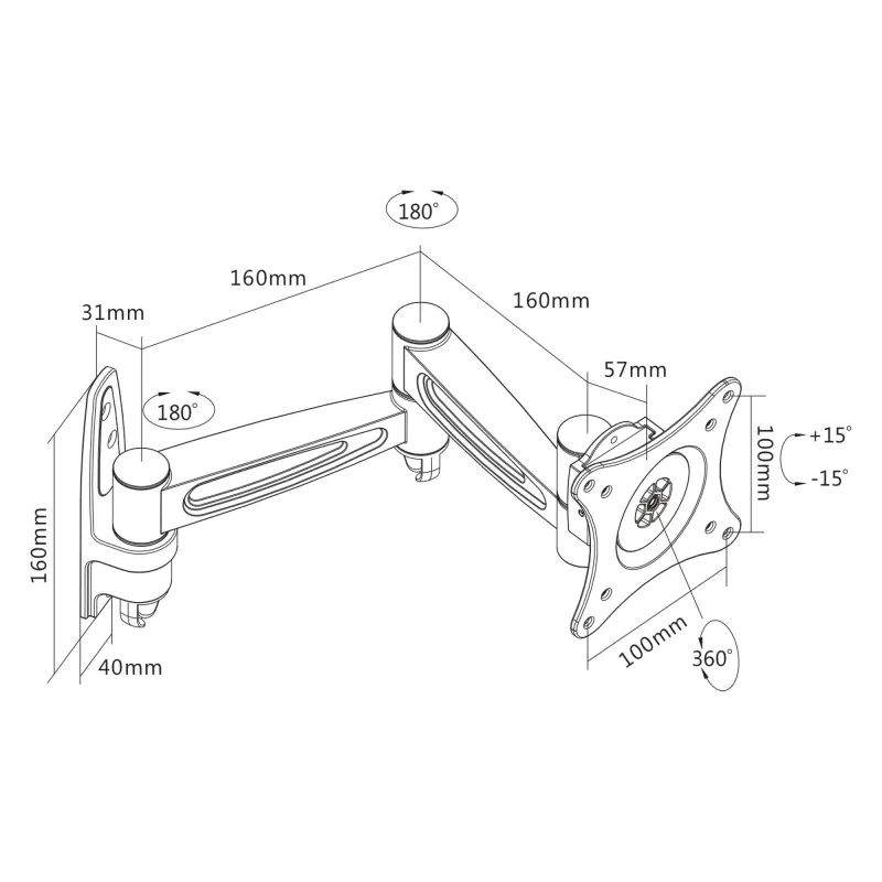 Wandbeugel InLine 23105D voor monitors tot 69 cm 27 inch