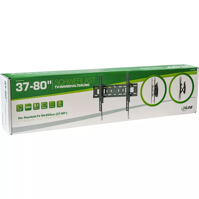 InLine hoogwaardige wandbeugel, kantelbaar, voor flatscreen-tv (37-80 inch), max. 75kg
