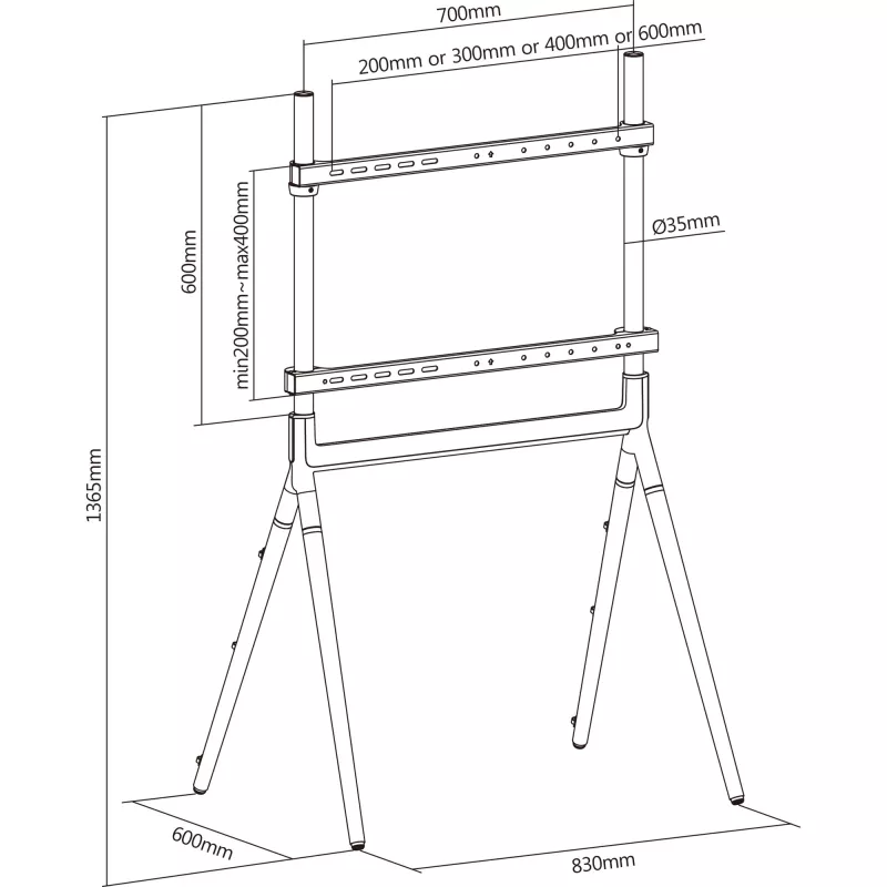 InLine woodstand Studio tv-standaard, voor displays 49 inch-70 inch (124-178cm), max. 40kg