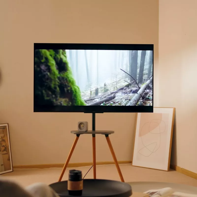TV-voet InLine 23133W voor 43–65 inch schermen met plank, vrijstaande drager