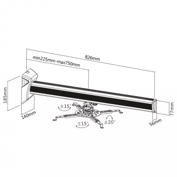 Wandhouder voor projector InLine 23139A max. 16 kg