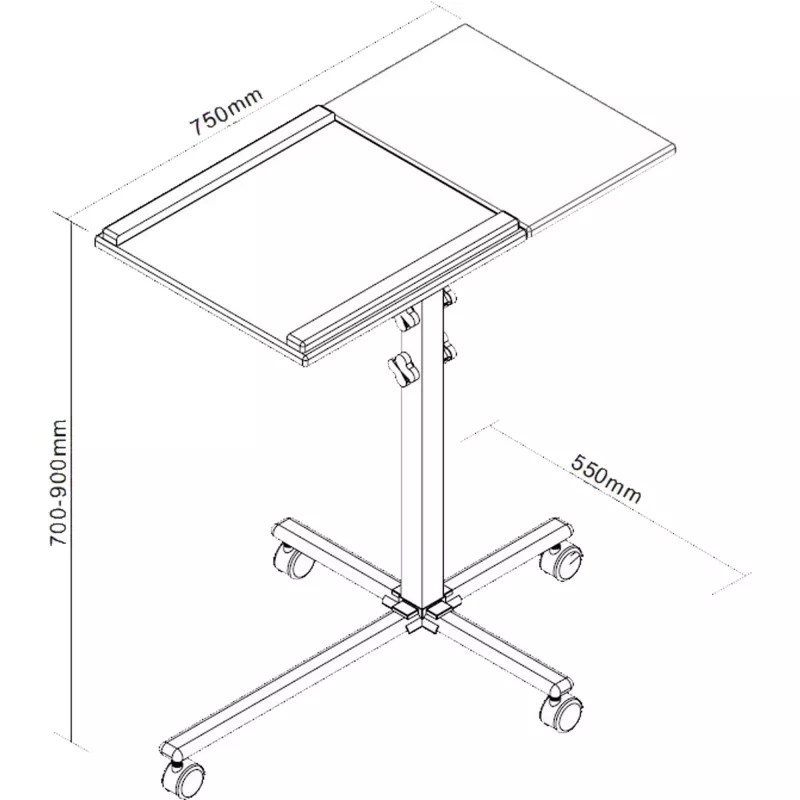 InLine trolley voor notebook en projector, hoogte 70–90 cm