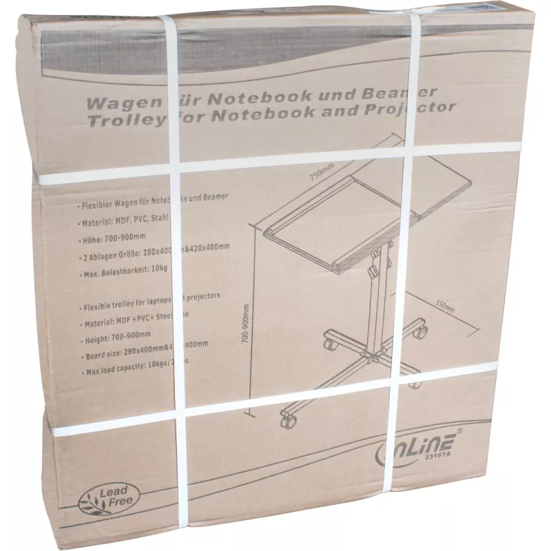 InLine trolley voor notebook en projector, hoogte 70–90 cm
