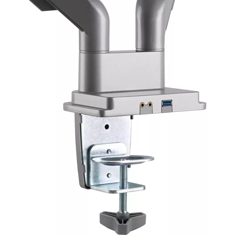 InLine tafelhoeder met lift en USB/audio, 2 monitors tot 81 cm (32 inch) 9 kg, zilver