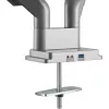 InLine tafelhoeder met lift en USB/audio, 2 monitors tot 81 cm (32 inch) 9 kg, zilver