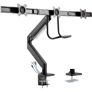 InLine desktopmontage met lift en USB3.0, beweegbaar, voor 3 displays tot 27 inch