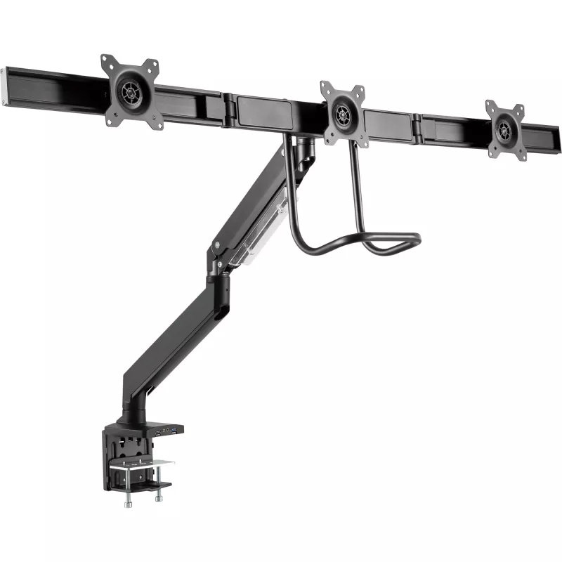 InLine desktopmontage met lift en USB3.0, beweegbaar, voor 3 displays tot 27 inch