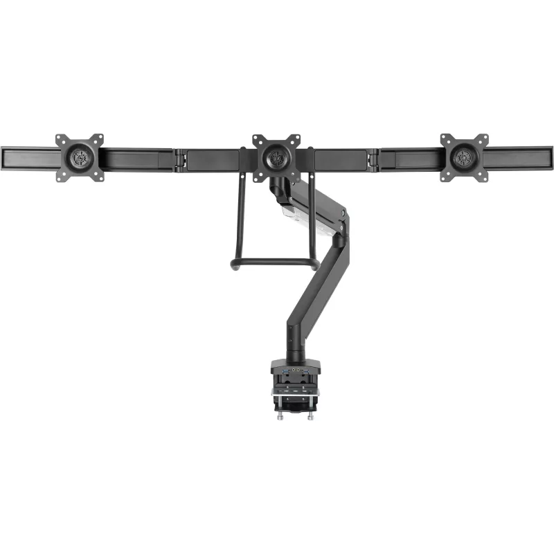 InLine desktopmontage met lift en USB3.0, beweegbaar, voor 3 displays tot 27 inch