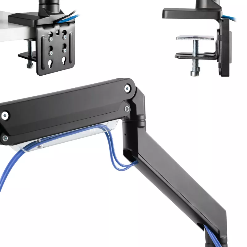 InLine desktopmontage met lift en USB3.0, beweegbaar, voor 3 displays tot 27 inch