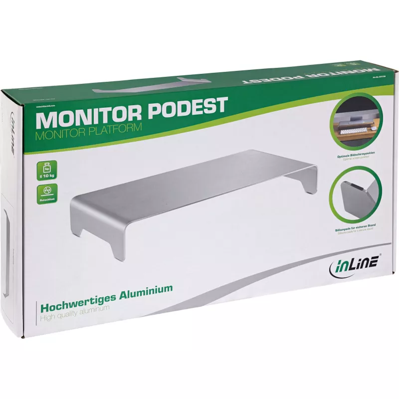 InLine monitorplatform aluminium 63 mm max. 10 kg vrijstaand zilver 23175A
