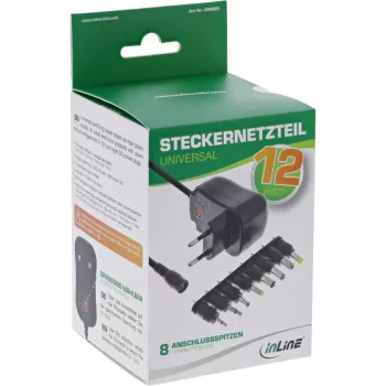 InLine universele voeding 12W, 110-240V naar 3-12V, max. 1200mA