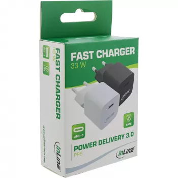 InLine USB-oplader single USB-C, Power Delivery, PPS, 33W, zwart