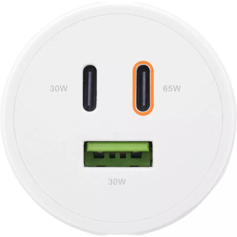 InLine USB PD-voeding, GaN-oplader, 3-poorts, dual USB-C + USB-A, 65W, wit
