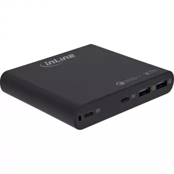 InLine USB-voeding, GaN-oplader, 4-poorts, 2x USB-C + 2x USB-A, 120W, wit