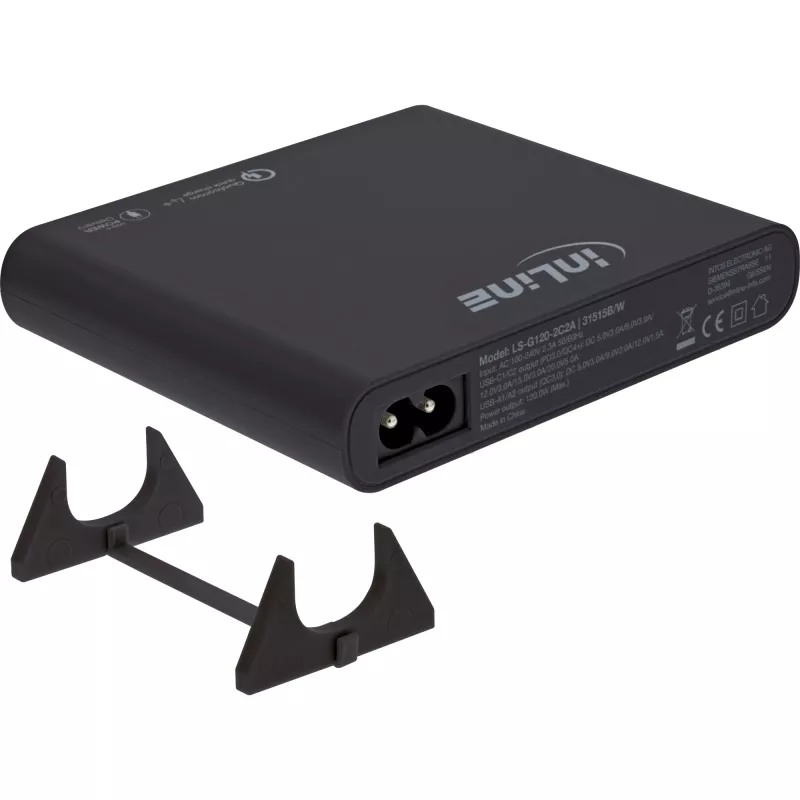 InLine GaN USB-voeding, 4 poorten, 2x USB-C + 2x USB-A, 120 W, zwart (31515B)