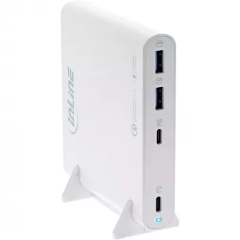 InLine USB-voeding, GaN-oplader, 4-voudig, 2x USB-C + 2x USB-A, 120W, wit