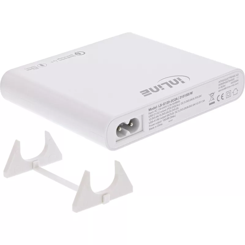 InLine USB-voeding, GaN-oplader, 4-voudig, 2x USB-C + 2x USB-A, 120W, wit