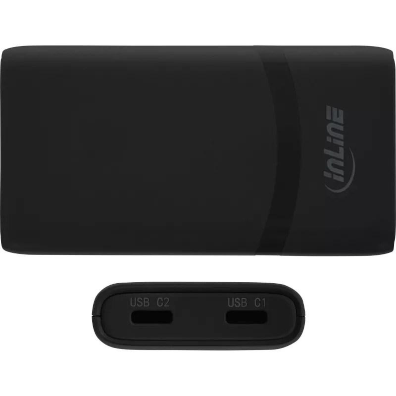USB-voedingsoplader InLine 31519B dual USB-C 65W netadapter met twee USB-C-aansluitingen