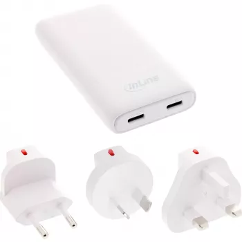 USB-voeding InLine 31519C Dual USB-C 65W – dual-USB-C-aansluitingen, 65 W totaalvermogen