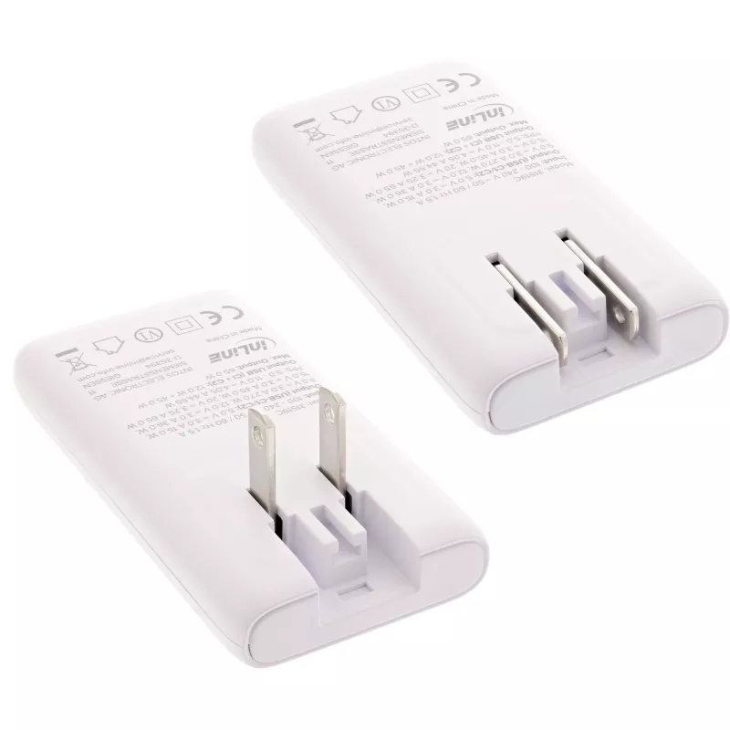 USB-voeding InLine 31519C Dual USB-C 65W – dual-USB-C-aansluitingen, 65 W totaalvermogen