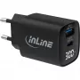 InLine USB PD-voeding, GaN-oplader, 2 poorten, USB-C + USB-A, 30W, met display