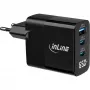 InLine USB PD-voeding, GaN-oplader, 3-voudig, USB-C + USB-A, 65 W, met display