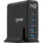 InLine USB PD-voeding, GaN-oplader, 5 poorten, USB-C + USB-A, 140W, met display