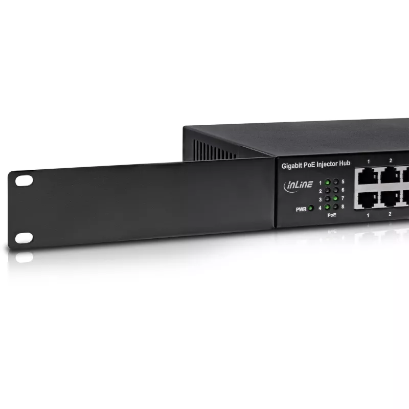 InLine PoE+ Gigabit netwerk-injectorhub 8 poorten (8x PoE+), 1 Gbit/s, 19 inch 1U
