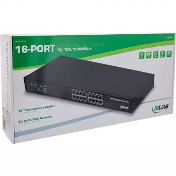 InLine Gigabit netwerkswitch 16 poorten, 1Gb/s, 19 inch 1U, ventilatorloos