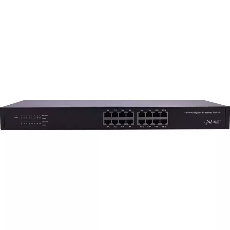 InLine Gigabit netwerkswitch 16 poorten, 1Gb/s, 19 inch 1U, ventilatorloos