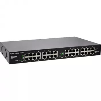 InLine PoE+ Gigabit injectorhub 16 poorten PoE+, 19 inch 1U, beugels inbegrepen, 2 ventilatoren
