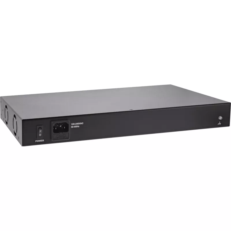 InLine PoE+ Gigabit injectorhub 16 poorten PoE+ 250 W, 19" 1U, beugels inbegrepen, 2 ventilatoren, zwart