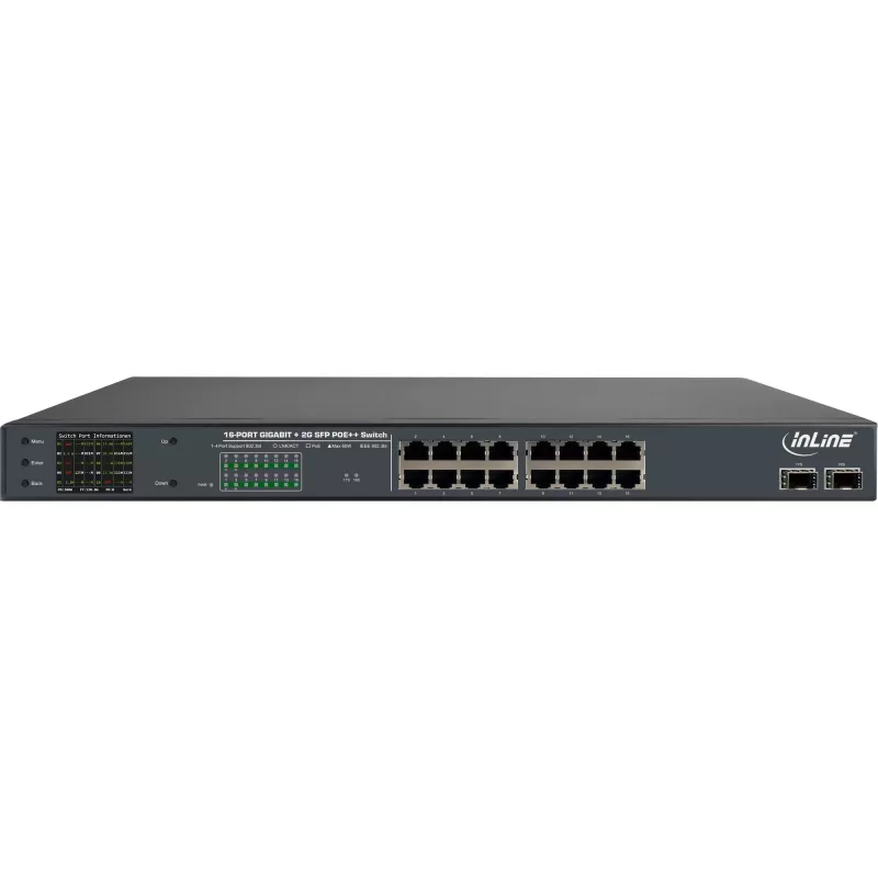 InLine PoE+ Gigabit netwerkswitch 24 poorten, 1 Gb/s, 2xSFP, 19 inch 1HE (incl. beugels)