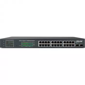 InLine PoE+ Gigabit netwerkswitch 24 poorten, 1 Gb/s, 2xSFP, 19 inch 1U (incl. beugels)