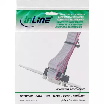 InLine slotbeugel DB9 stekker naar 10-pins interne header direct 1:1 0,6 m