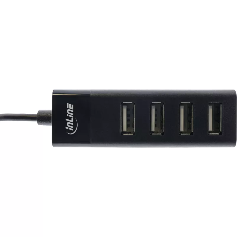 InLine USB 2.0 4-poorts hub, Type-A-stekker naar 4x Type-A-bus, zwart, 30 cm, slank