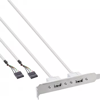 InLine slotbeugel 2x USB 2.0 Type-A bus naar 2x 5-pins interne header 0,3m