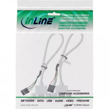 InLine slotbeugel 2x USB 2.0 Type-A bus naar 2x 5-pins interne header 0,3m