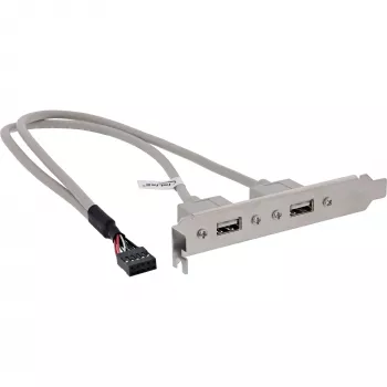 InLine USB 2.0 slotbeugel 2x USB Type-A bus naar 1x 10-pins aansluiting 0,35 m