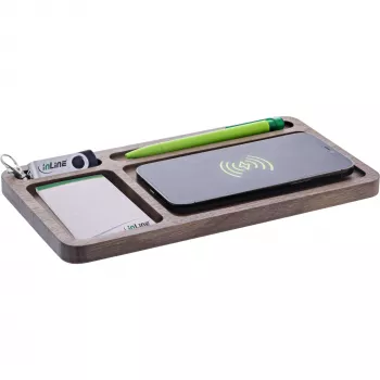Organizer InLine WoodCharge met Qi-laadvlak en USB-stroombron
