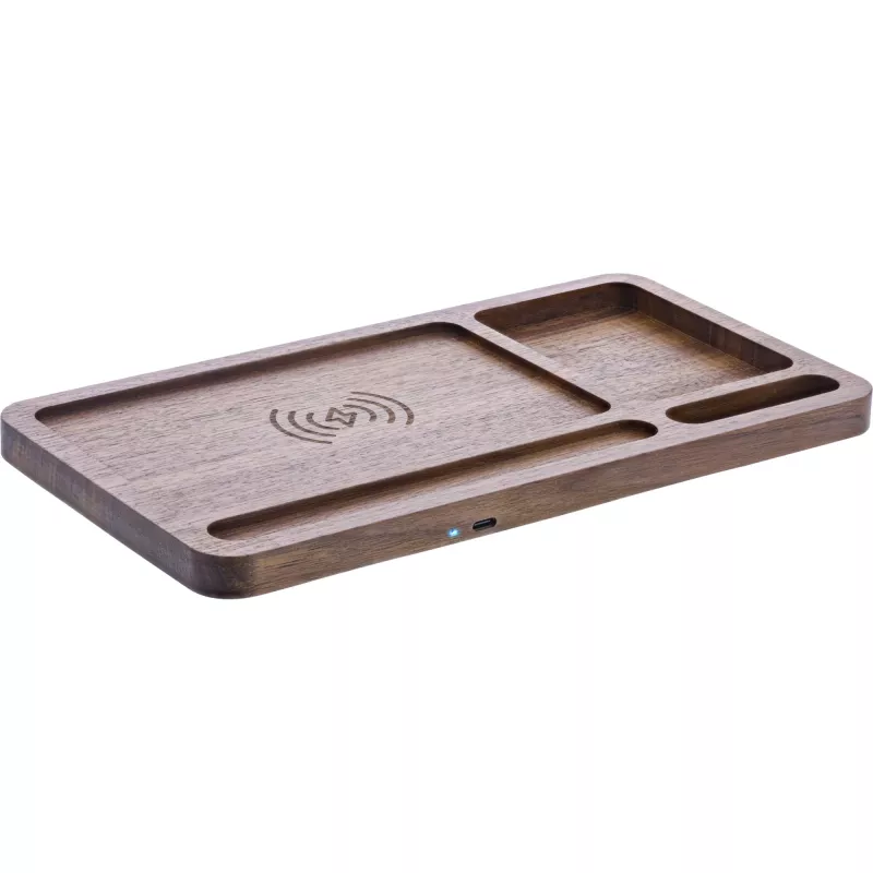 Organizer InLine WoodCharge met Qi-laadvlak en USB-stroombron