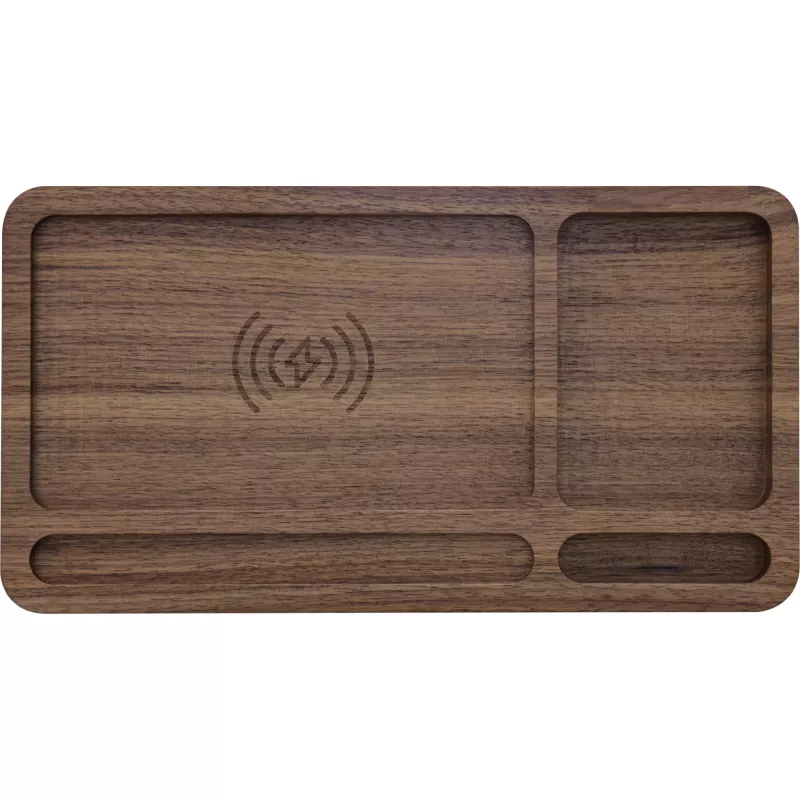 Organizer InLine WoodCharge met Qi-laadvlak en USB-stroombron