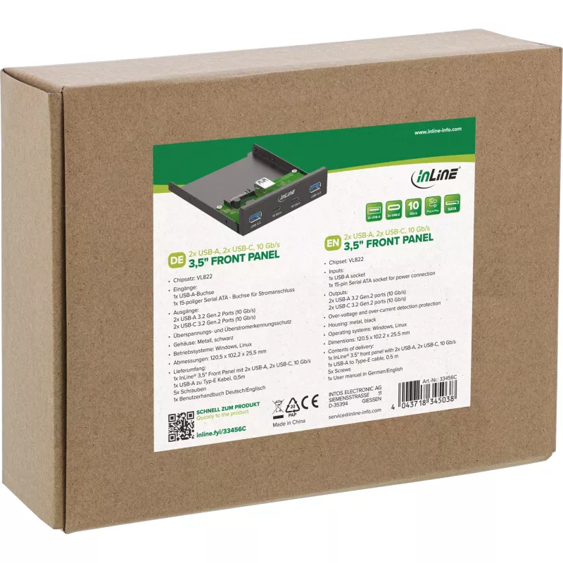 InLine 33456C drivebay-afdekplaat 8,89 cm (3.5 inch) I/O-poorten-afdekplaat zwart