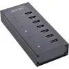 InLine USB 3.2 Gen.1 7-poorts hub aluminium behuizing met 2,5A voeding, zwart